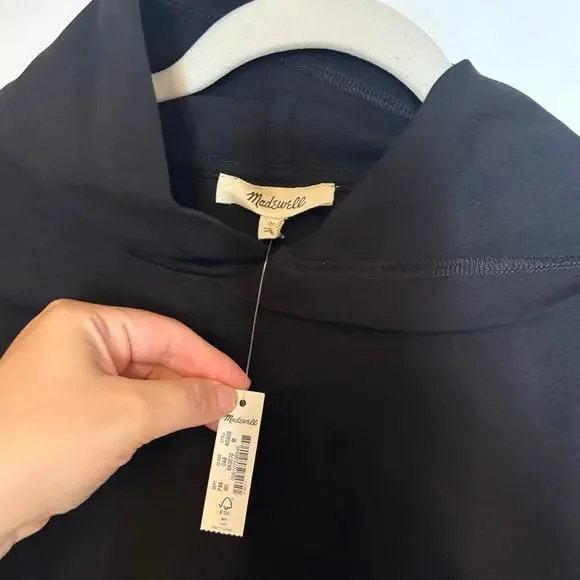 NWT Madewell Ponte Hoodie Sweatshirt In Black Size Medium - Picture 5 of 8